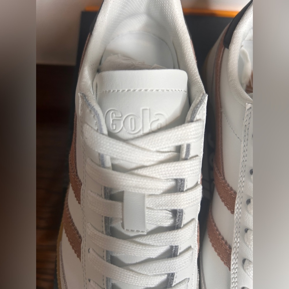 Gola Women’s Viper Leather Sneakers, Sz.6, White, Cameo, Dark Brown, Gum - Picture 11 of 16